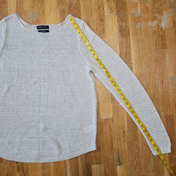 Tahari Linen Knit Top Womens XL Beige Sweater Coastal Minimalist Neutral - Picture 7 of 9
